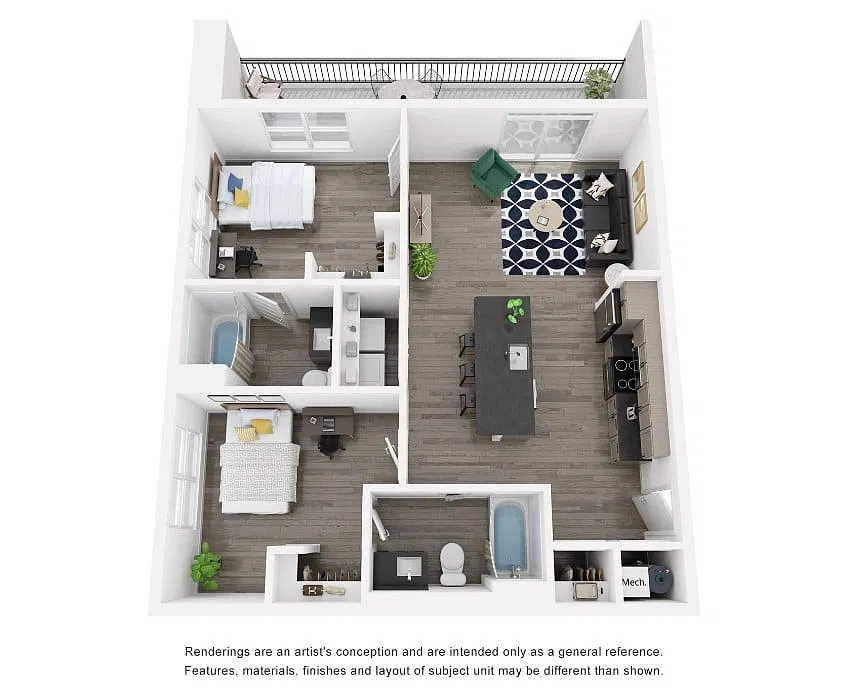 Floor plan 2BR/2BA - B2