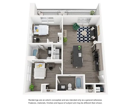 Floor plan 2BR/2BA - B2