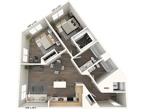 Floor plan B4-1151sf-FinishIII