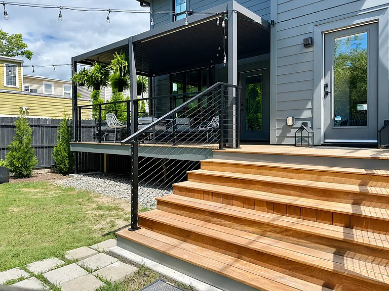 Backyard deck. Landscaping is much more mature than pictured.