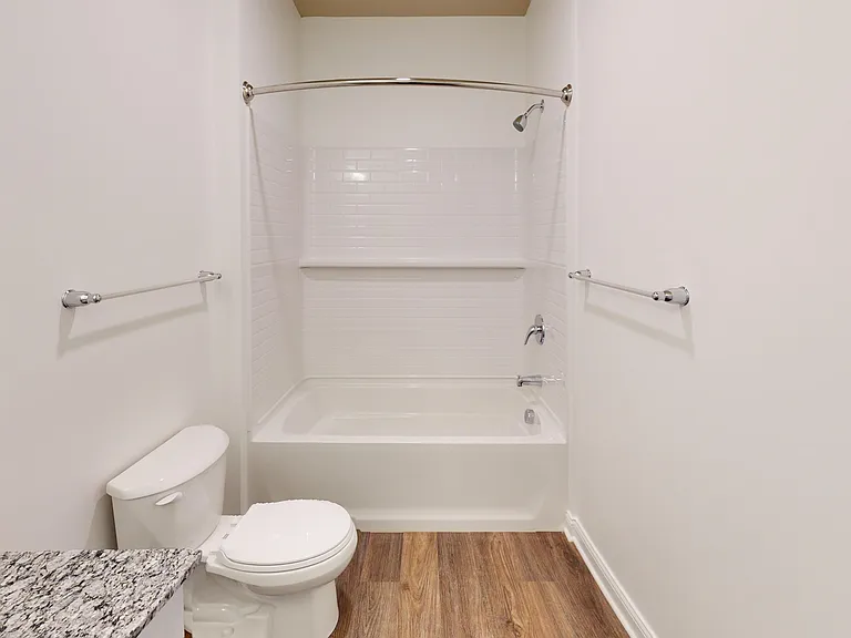 The Pyle bathroom includes a shower and deep bathtub. The Pyle bathroom includes a shower and deep bathtub.
