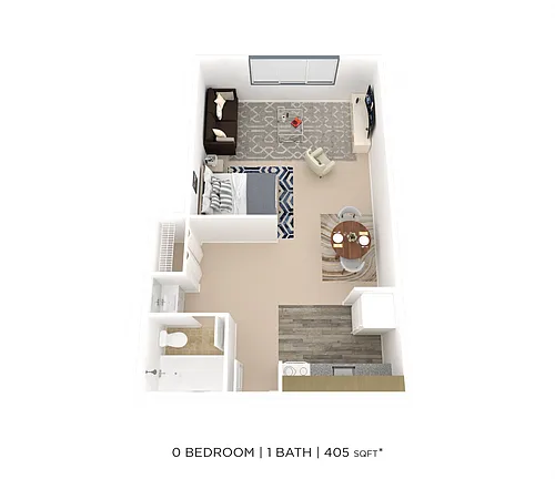 Floor plan Studio- 405 sqft