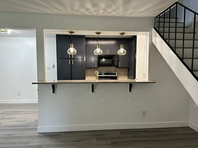 Living room view of kitchen