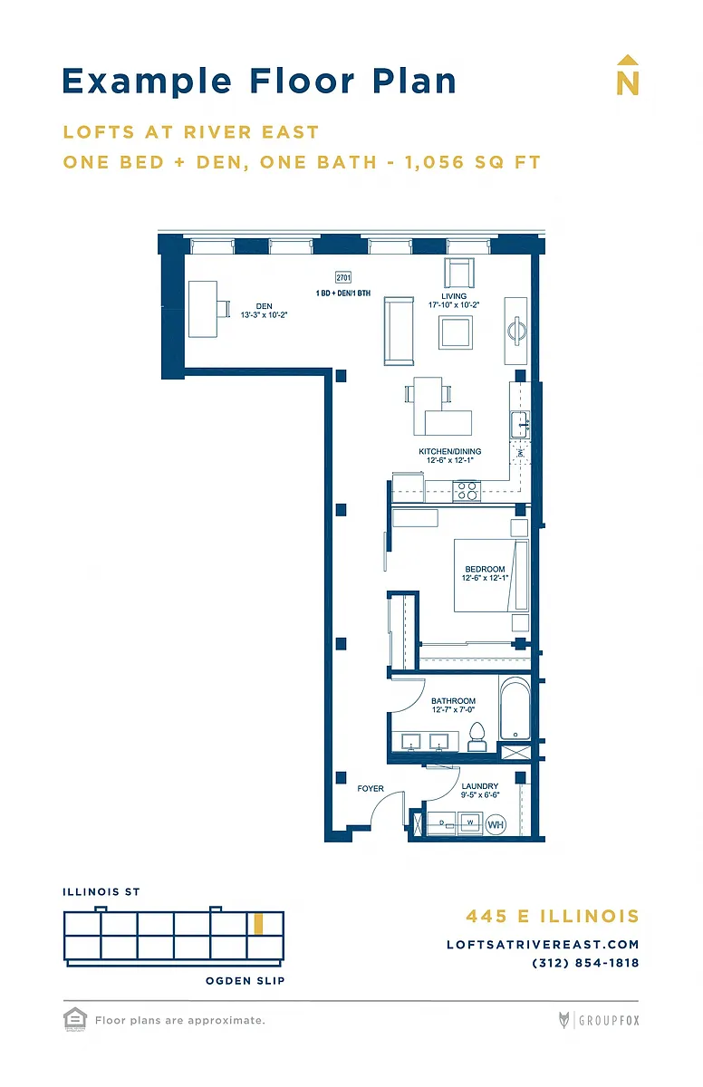 Floor plan 1 Bedroom Plus Den