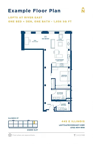 Floor plan 1 Bedroom Plus Den