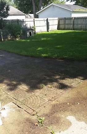 Backyard and stone patio