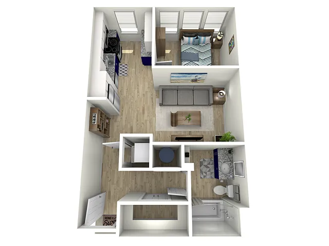 Floor plan 1 Bed, 1 Bath C (60% Income Restricted)