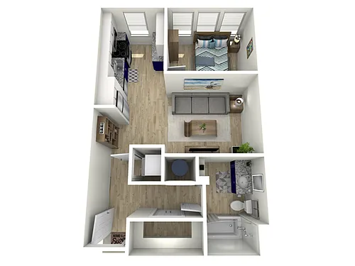 Floor plan 1 Bed, 1 Bath C (60% Income Restricted)