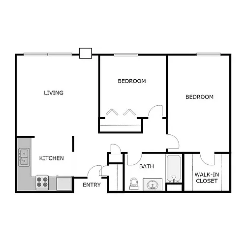 Floor plan 2 Bedroom 1 Bathroom