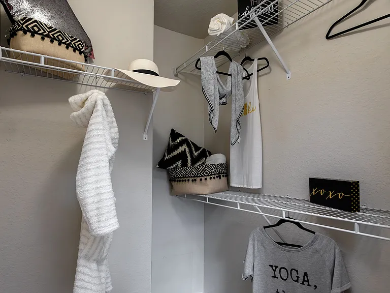 Unwind in tranquil bedrooms boasting spacious closets tailored for your storage needs.