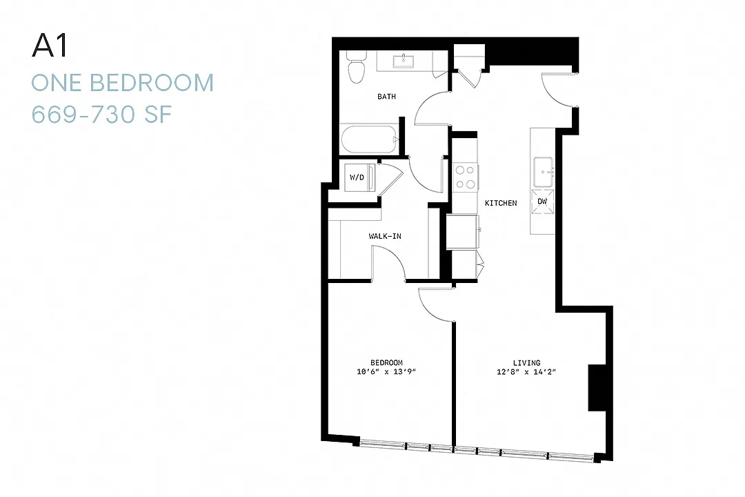 Floor plan One Bedroom A1