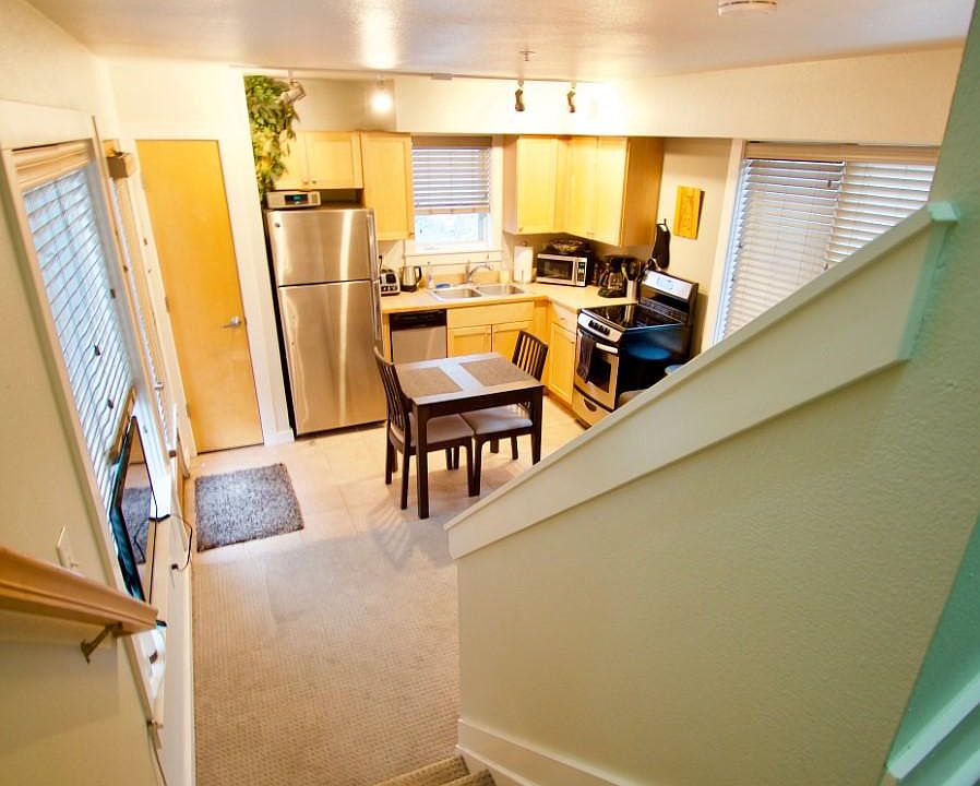 Living room and kitchen area