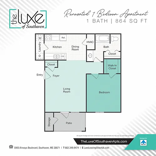 Floor plan 1 Bedroom - 864