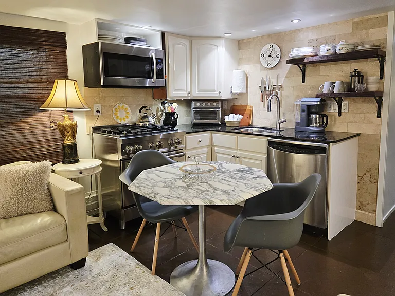 Kitchen with Gas Range, Cuisinart Air Fryer, Kitchen Aid Coffee Maker