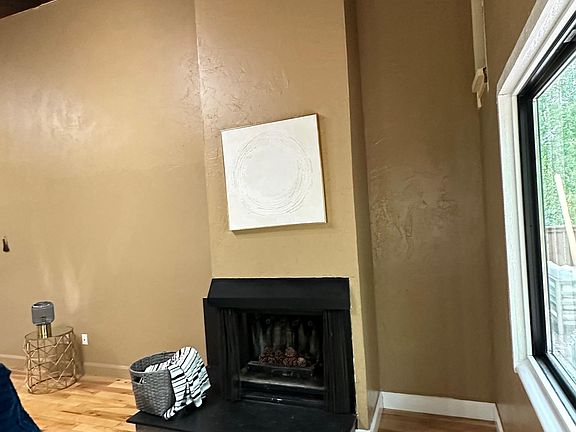 Centrally located living room fireplace