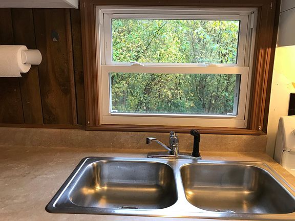 View from kitchen to backyard