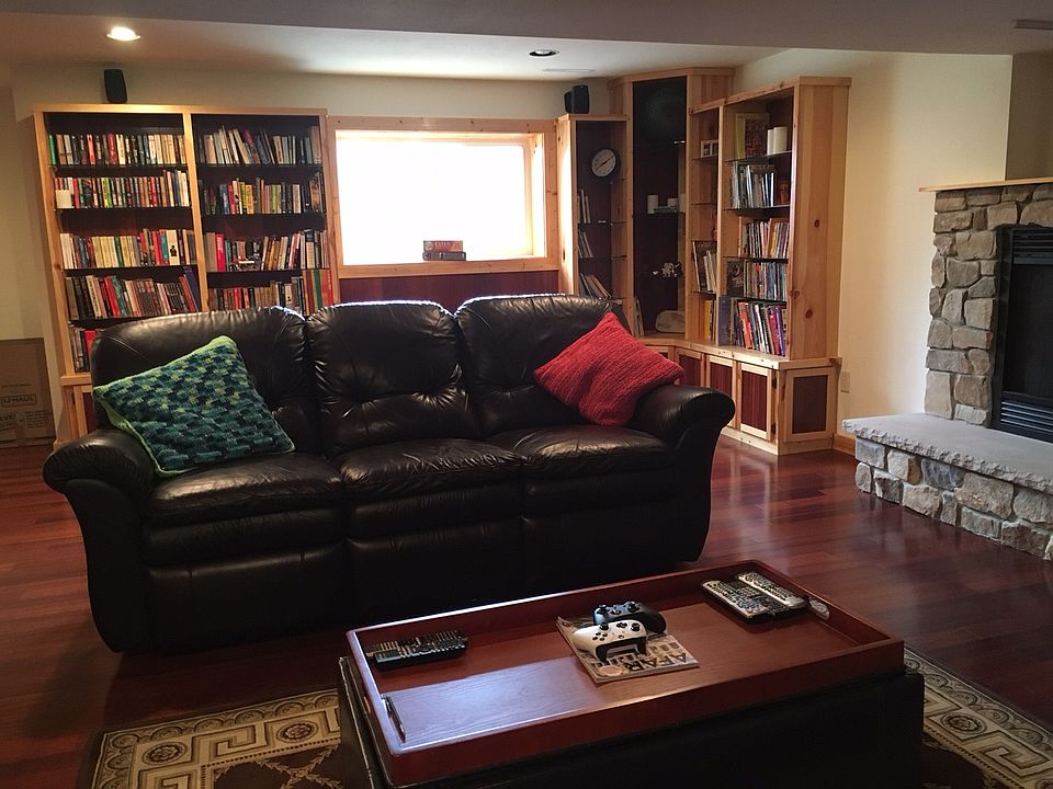 basement with custom library