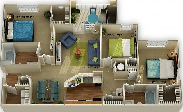 The Walden Three Bedroom Floor Plan The Walden Three Bedroom Floor Plan
