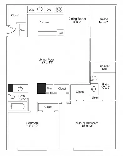 Floor plan Two Bedroom Executive Terrace