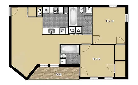 Floor plan Garden Style 2 main bedrooms