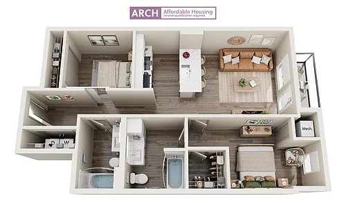 Floor plan B3 Affordable Urban Two Bedroom