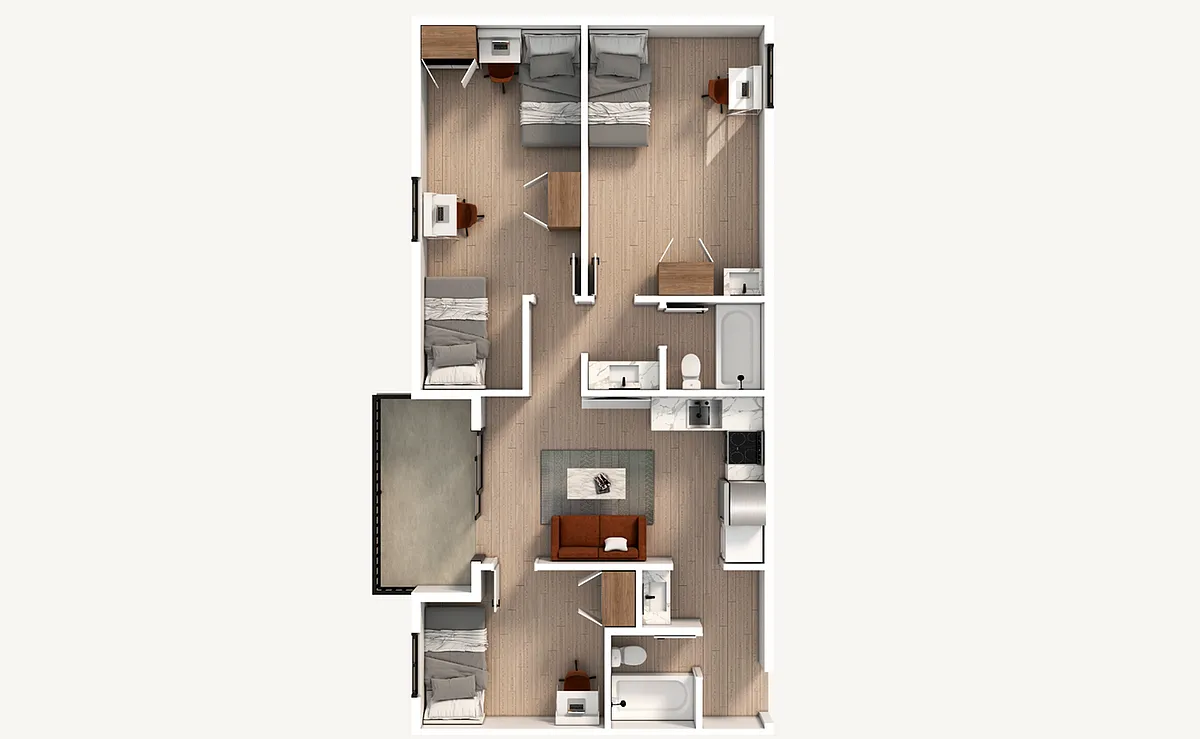 Floor plan 3 Bedroom | 2 Bath