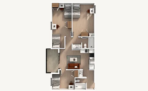 Floor plan 3 Bedroom | 2 Bath