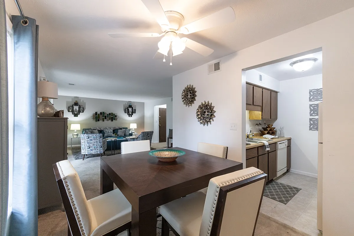 2 Bedroom Living, Dining and Kitchen at University Park Apartments - University Park
