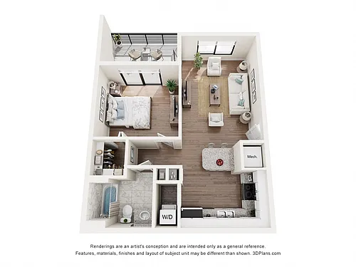 Floor plan 1x1 | Balcony or Terrace