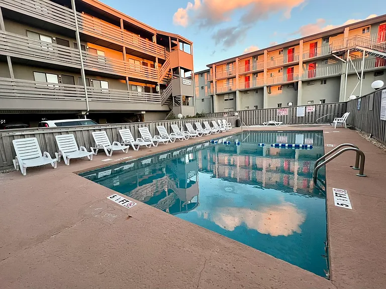 Pool view from front balcony.
