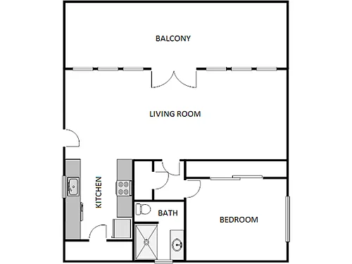 Floor plan 1 Bed / 1 Bath: Type A