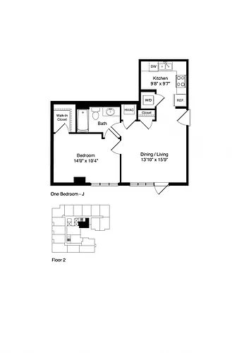 Floor plan ONE BEDROOM J