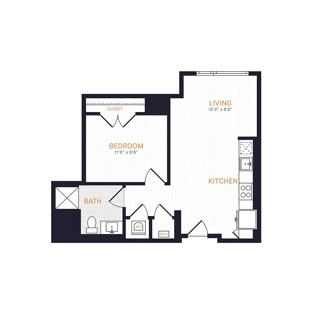 Floor plan J5 | 1 Bed | 1 Bath