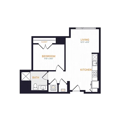 Floor plan J5 | 1 Bed | 1 Bath