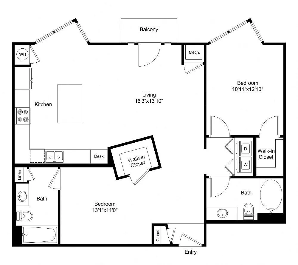 Floor plan Downing Two Bedroom
