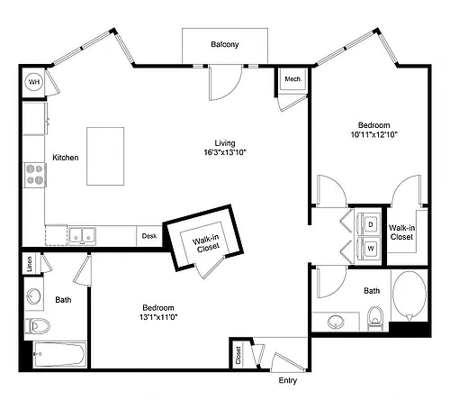 Floor plan Downing Two Bedroom