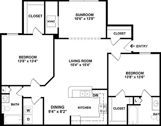 2 Bed 2 Bath | 1373 sqft 2 Bed 2 Bath | 1373 sqft