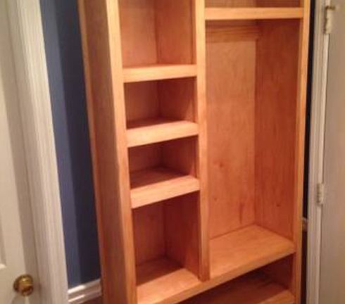 Custom shelves at entryway 