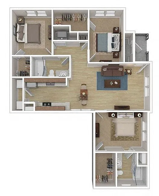 Floor plan Three Bedroom Two Bathroom MKT