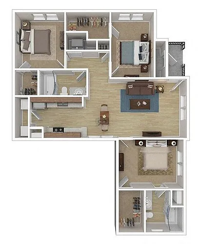 Floor plan Three Bedroom Two Bathroom MKT