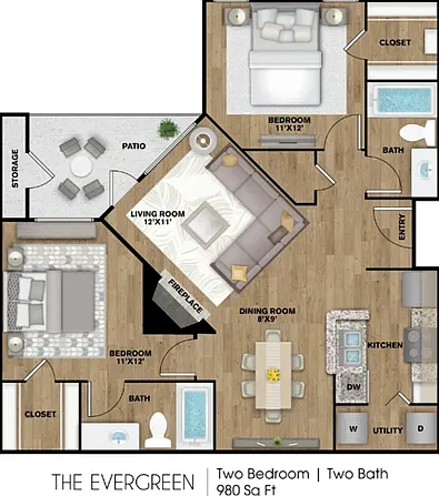 B2 Floorplan: 2 Bedroom, 2 Bathroom B2 Floorplan: 2 Bedroom, 2 Bathroom