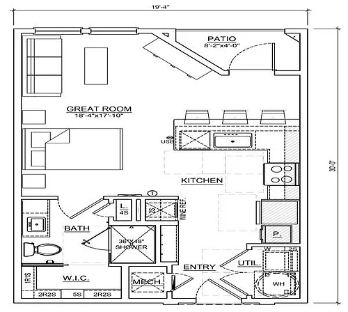 Floor plan One Bedroom/One Bath
