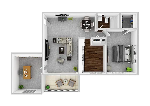 Floor plan 1 Bedroom/1 Bathroom w/ Den - 756 sq ft
