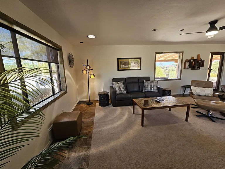 Take in views from everywhere in the living room.