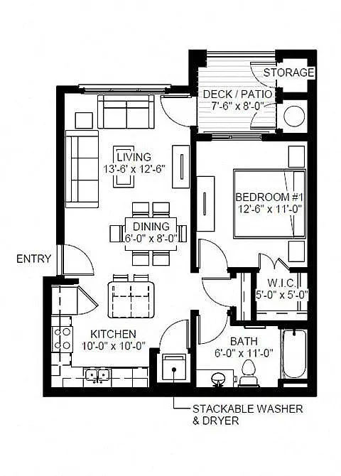 Floor plan One Bedroom - A