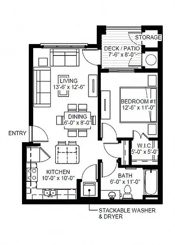 Floor plan One Bedroom - AL