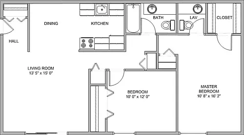 Floor plan Two bedroom bath and a half