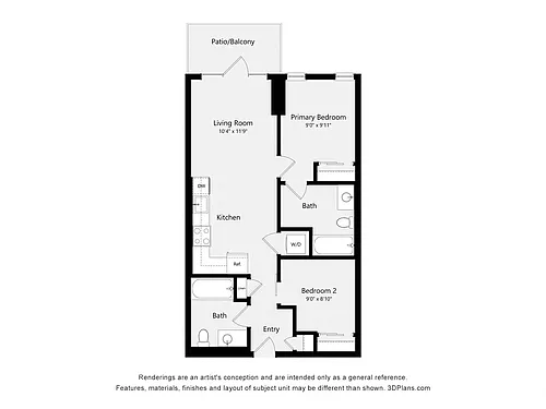 Floor plan Urban Two Bed Two Bath 2