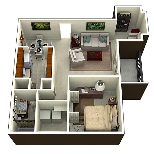 Floor plan One Bedroom with Sunroom