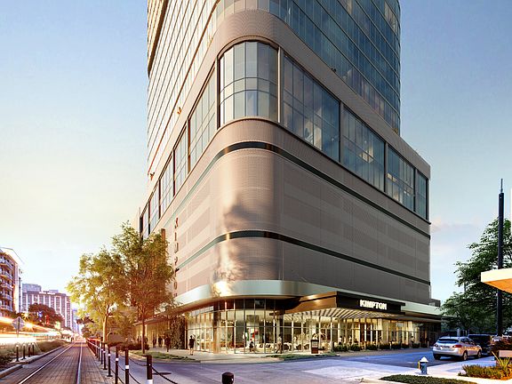 Living above a Kimpton Hotel has its perks, with access to hotel services, restaurants and bars.